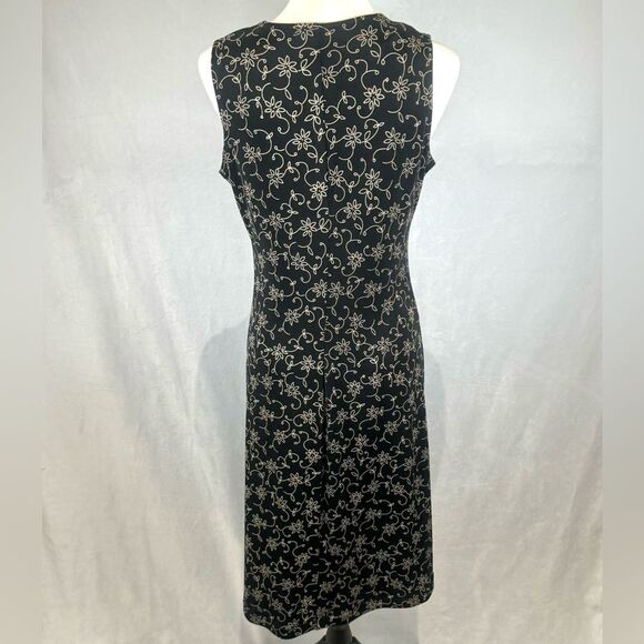 Black and cream floral print shift dress size medium - Picture 3 of 3